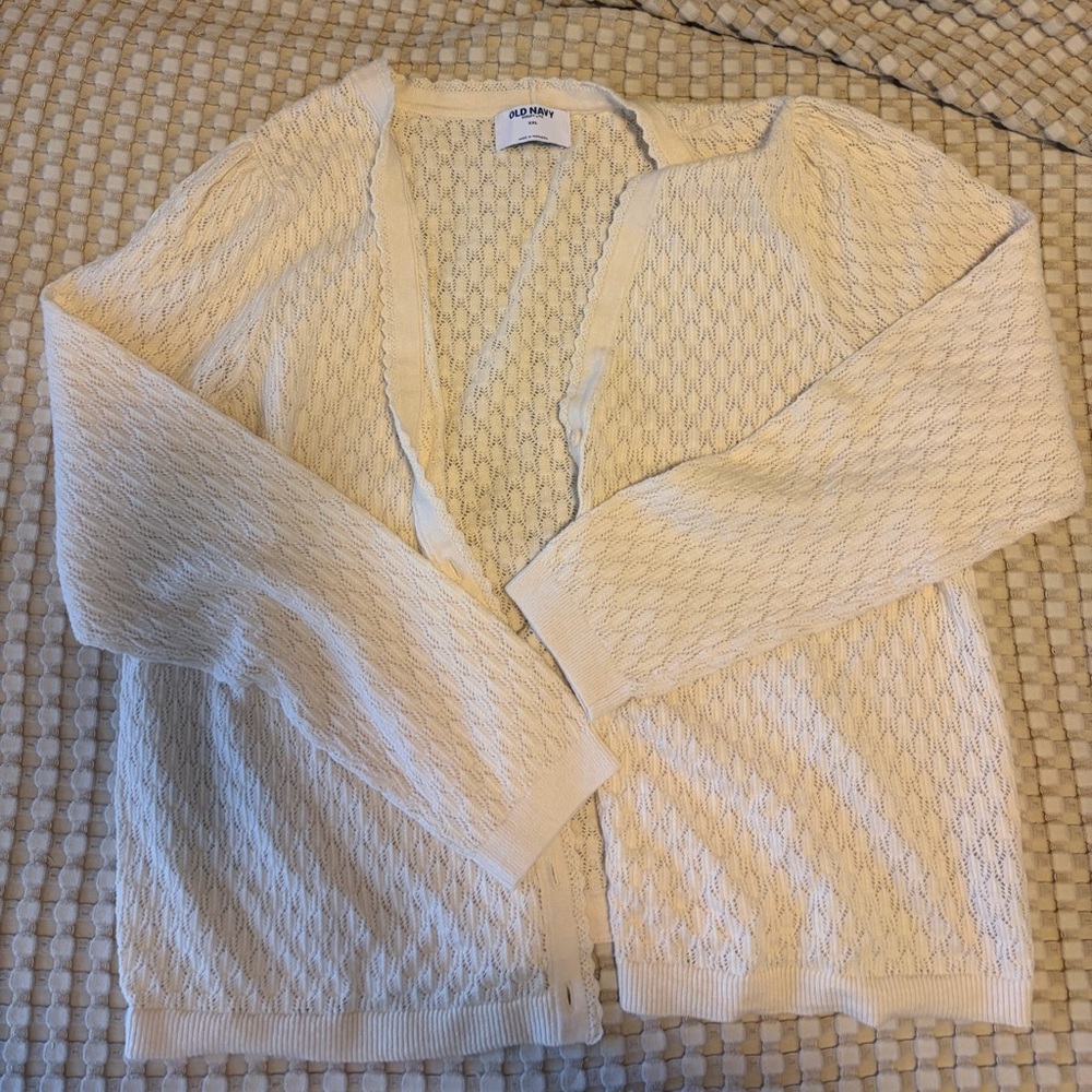 Old Navy Light Cream Open-Front Women's Cardigan Sweater